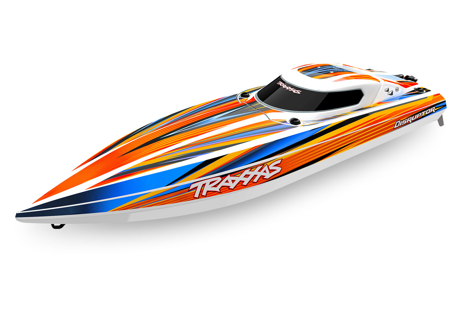 106064-4-Disruptor-3qrtr-Front-ORNG_54745227 Traxxas Disruptor VXL-4s RC Boat With Self Righting Orange - Image 1