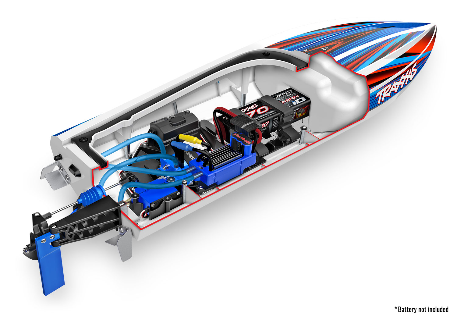 106064-4-Disruptor-Hull-Cutaway_54745247 Traxxas Disruptor VXL-4s RC Boat With Self Righting Orange - Image 4