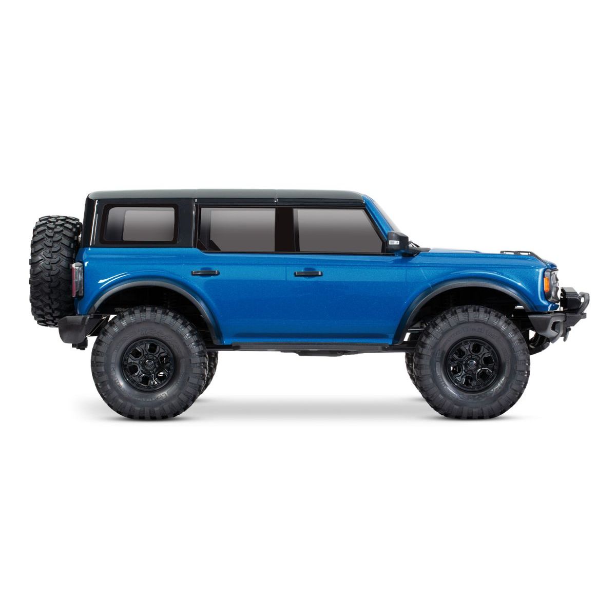 white-bronco ble sideview Traxxas TRX4 1/10 Trail Crawler Truck 2021 Ford Bronco Blue - Image 4